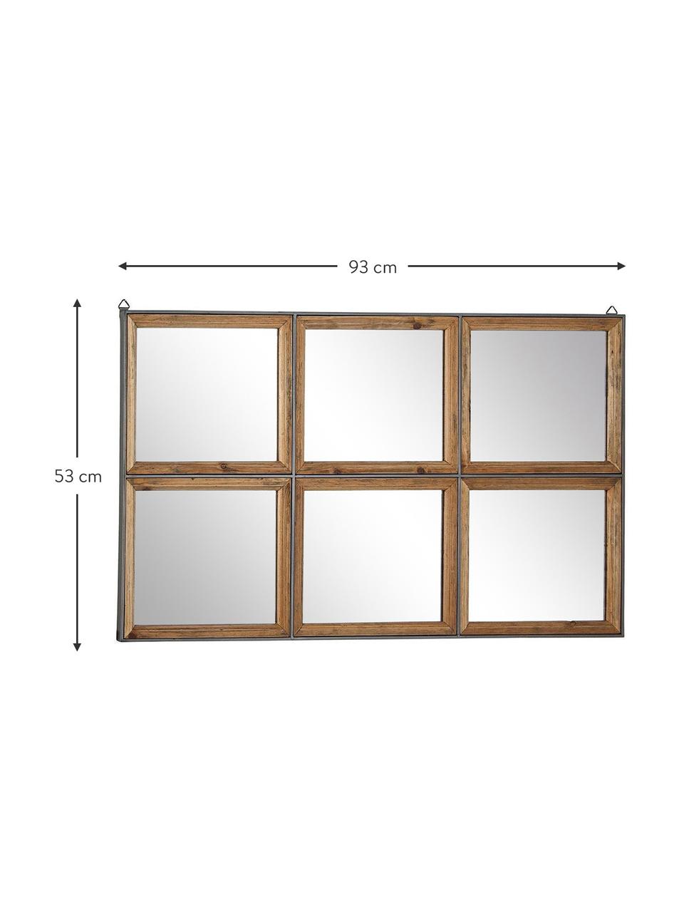 Espejo de pared de madera Border, Espejo: cristal, Madera gris, An 93 x Al 53 cm