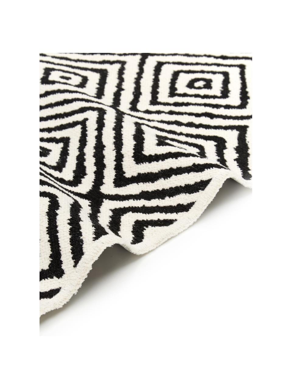 Tappeto Kilim nero/bianco Mozaik, 90% cotone 10% poliestere, Nero, Larg. 120 x Lung. 180 cm (taglia S)