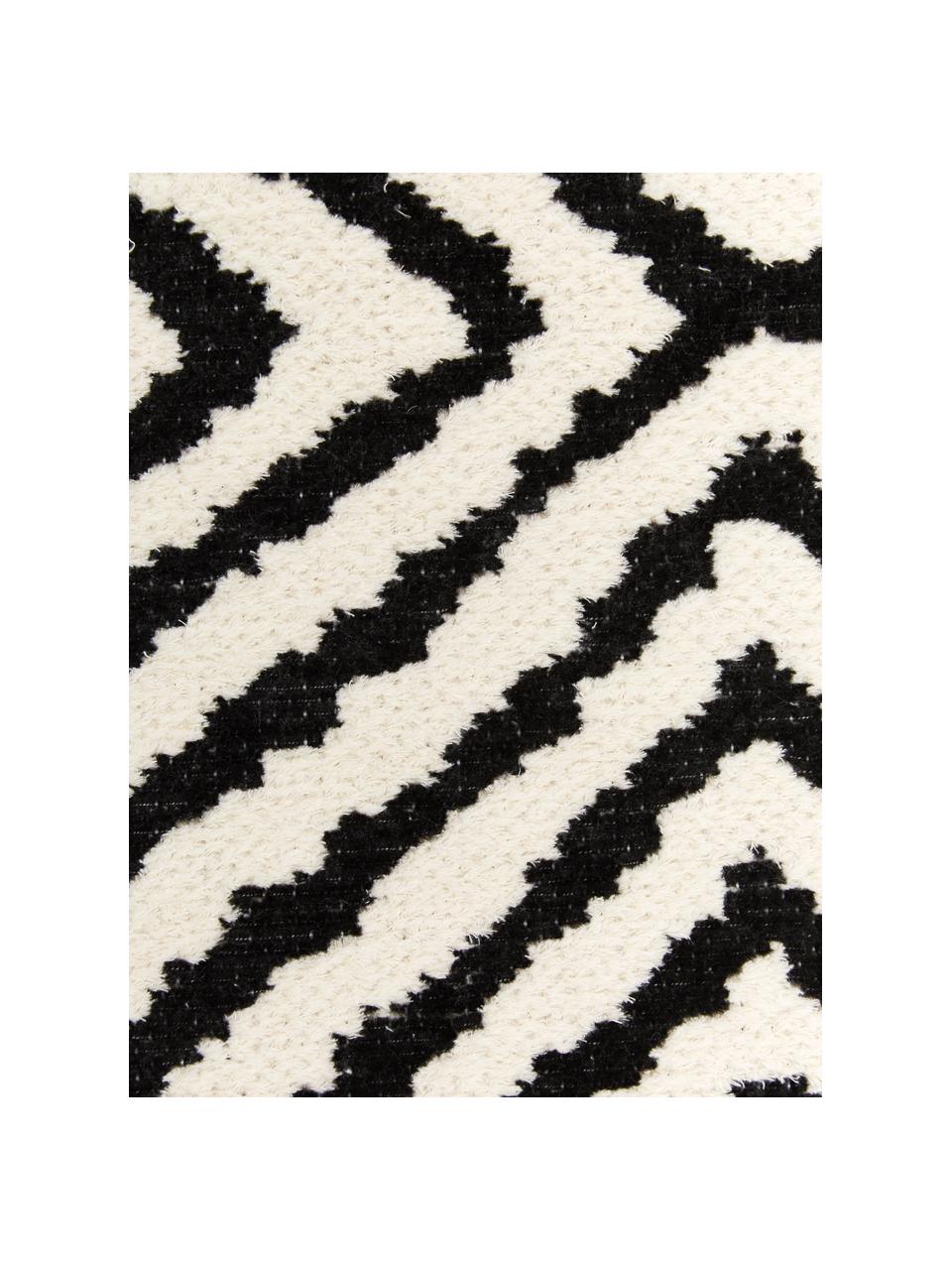 Kelimteppich Mozaik in Schwarz/Weiß, 90% Baumwolle, 10% Polyester, Schwarz, B 120 x L 180 cm (Größe S)