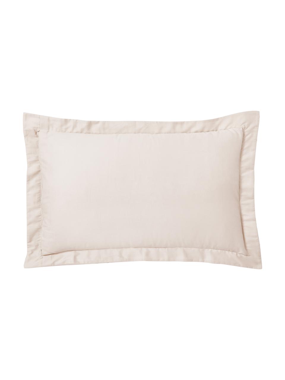Federa in raso di cotone con stampa floreale Margot, Blu scuro, beige, Larg. 50 x Lung. 80 cm