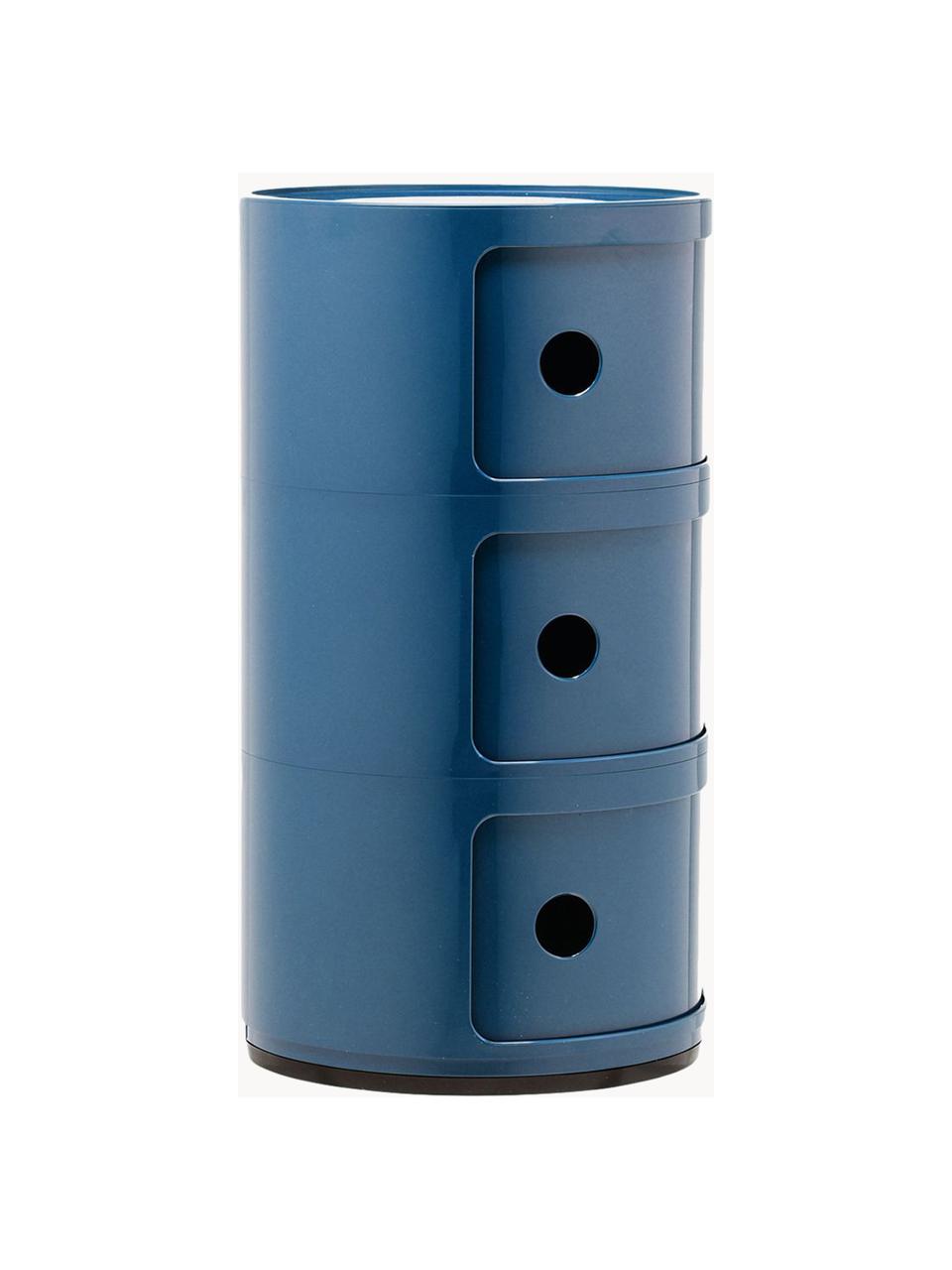 Design Container Componibili, 3 Elemente, Kunststoff (ABS), lackiert, Greenguard-zertifiziert, Graublau, glänzend, Ø 32 x H 59 cm