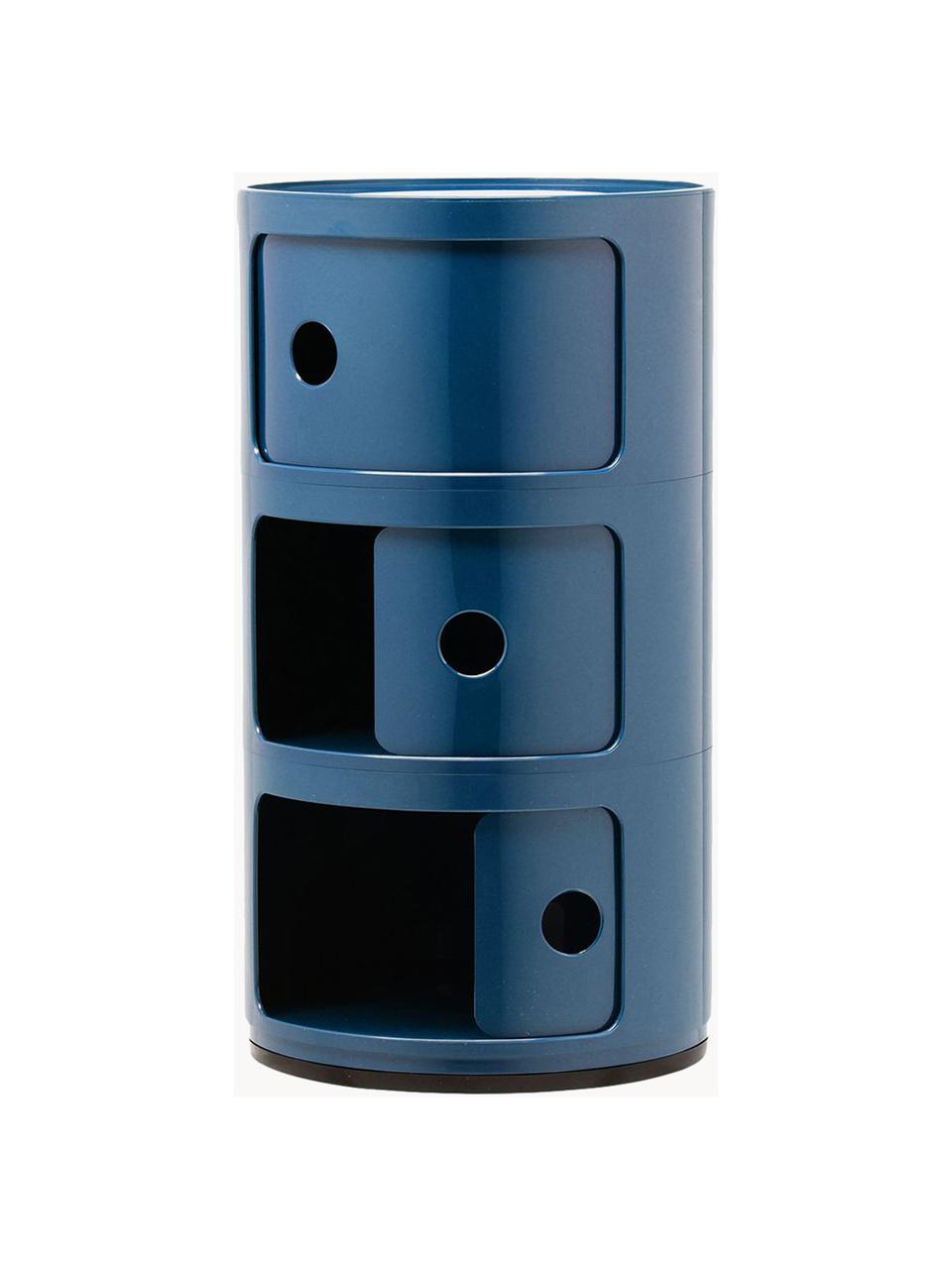 Design Container Componibili, 3 Elemente, Kunststoff (ABS), lackiert, Greenguard-zertifiziert, Graublau, glänzend, Ø 32 x H 59 cm