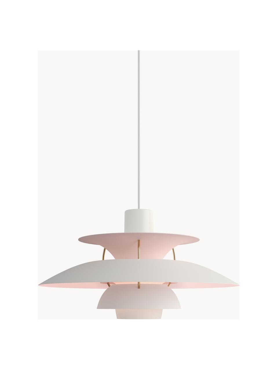 Lampada a sospensione PH 5, Paralume: metallo rivestito, Bianco, rosa chiaro, Ø 50 x Alt. 27 cm