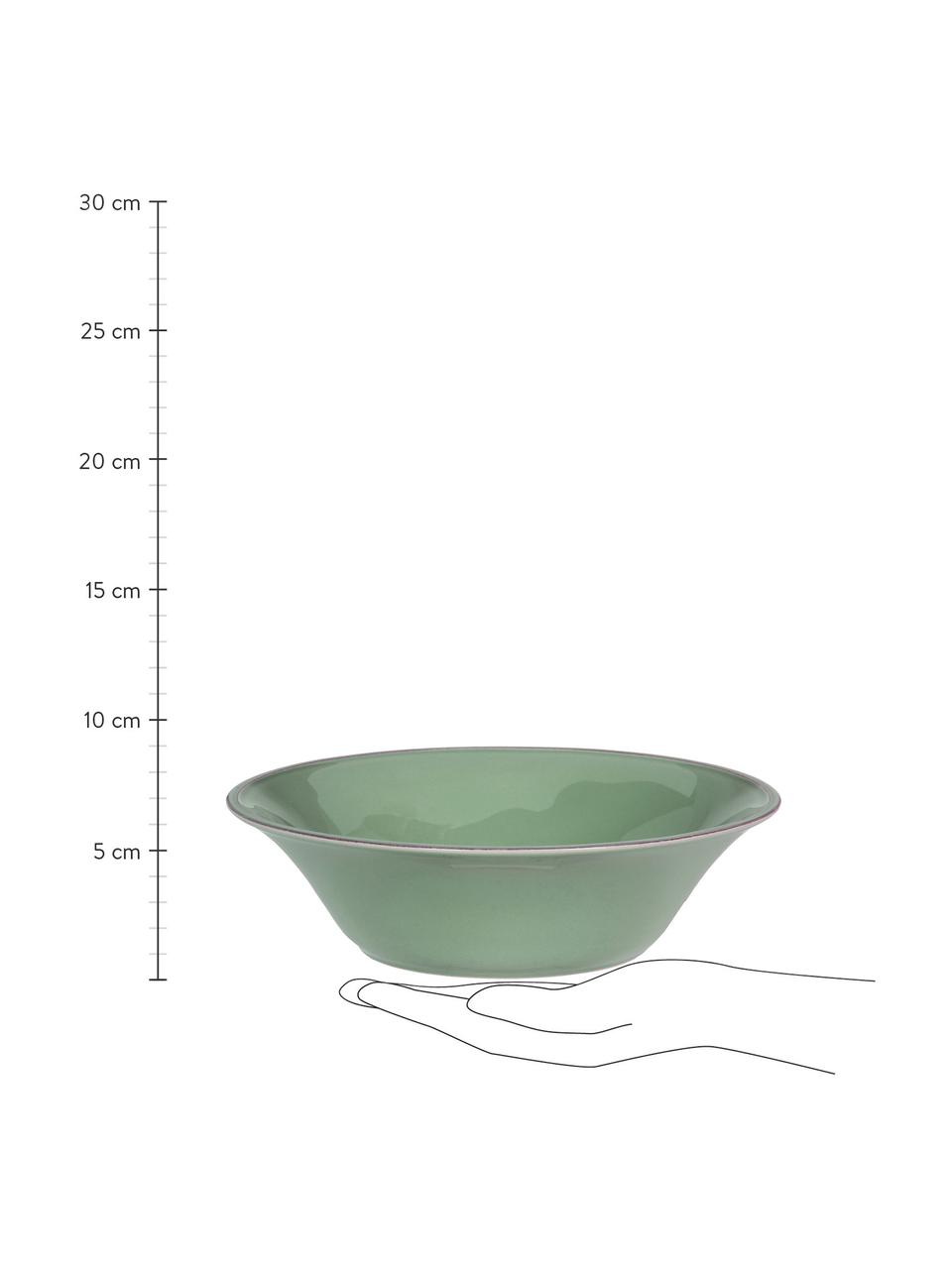 Saladeschaal Constance in landelijke stijl van keramiek, Ø 30 cm, Keramiek, Saliegroen, Ø 30 x H 9 cm