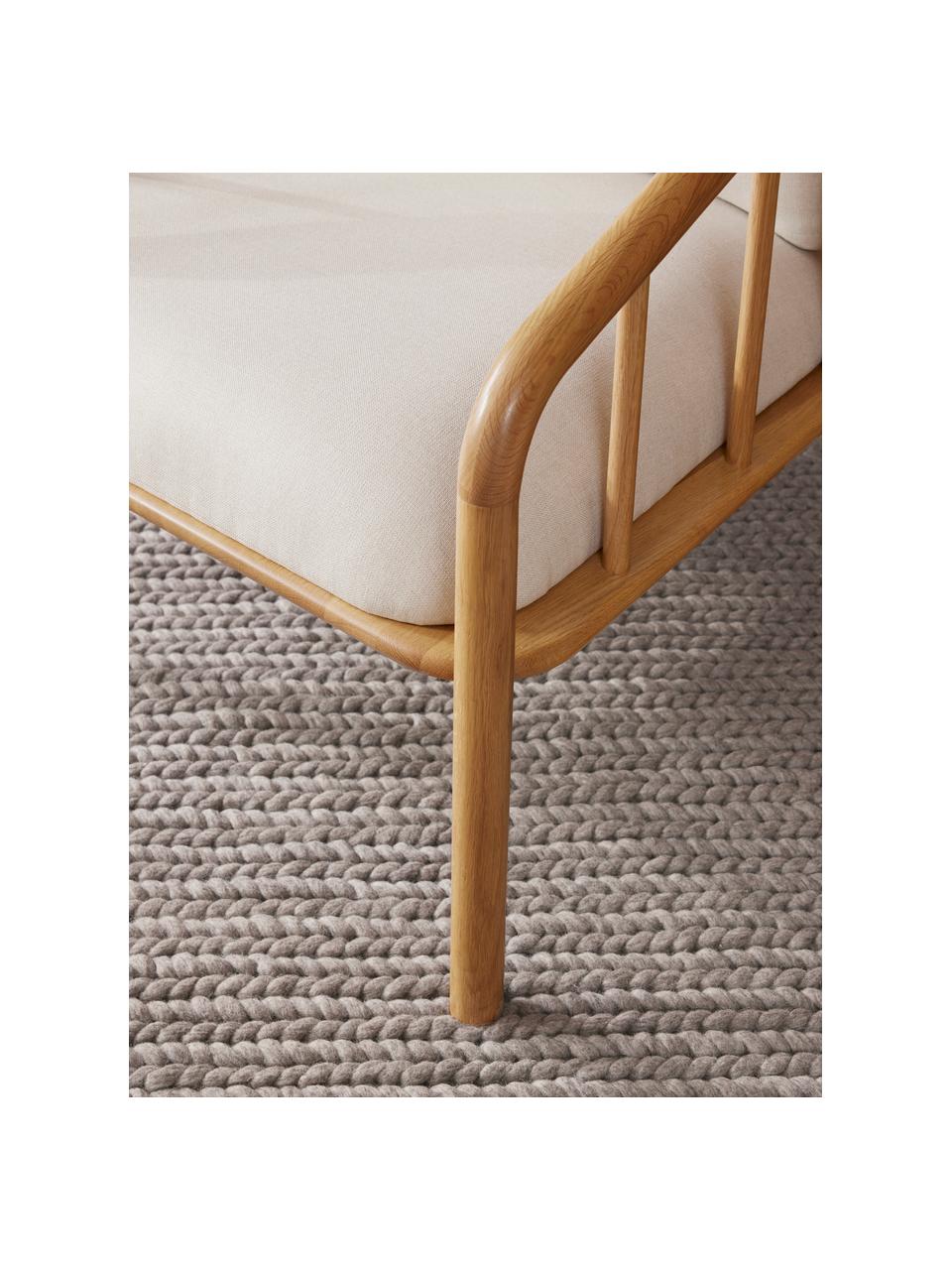 Sillón de roble Balin, Tapizado: 100% poliéster Alta resis, Estructura: madera de roble maciza, Tejido beige, madera de roble clara, An 79 x Al 73 cm