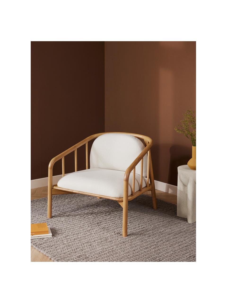 Sillón de roble Balin, Tapizado: 100% poliéster Alta resis, Estructura: madera de roble maciza, Tejido beige, madera de roble clara, An 79 x Al 73 cm