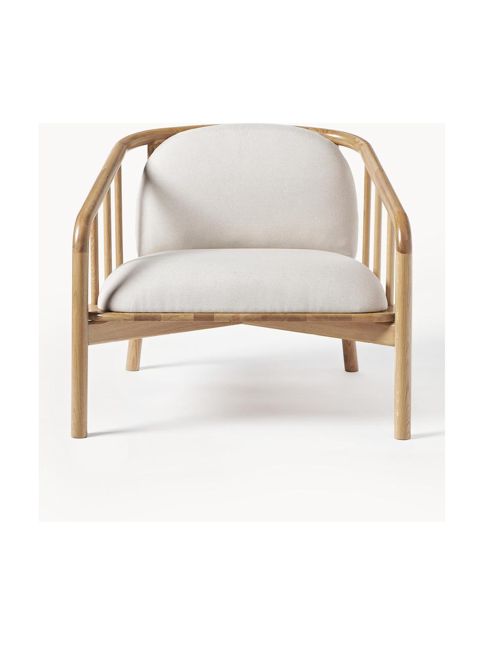 Sillón de roble Balin, Tapizado: 100% poliéster Alta resis, Estructura: madera de roble maciza El, Tejido beige claro, madera de roble clara, An 79 x Al 73 cm