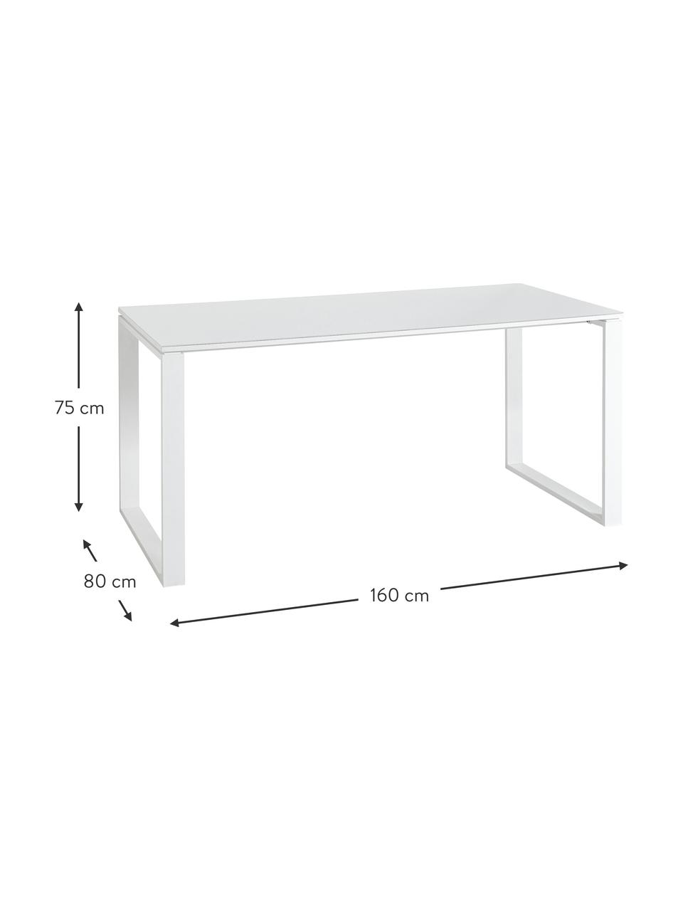 Bureau Monteria van hout en metaal, Tafelblad: spaanplaat met melamineha, Frame: metaal, gepoedercoat, Wit, B 160 x D 80 cm