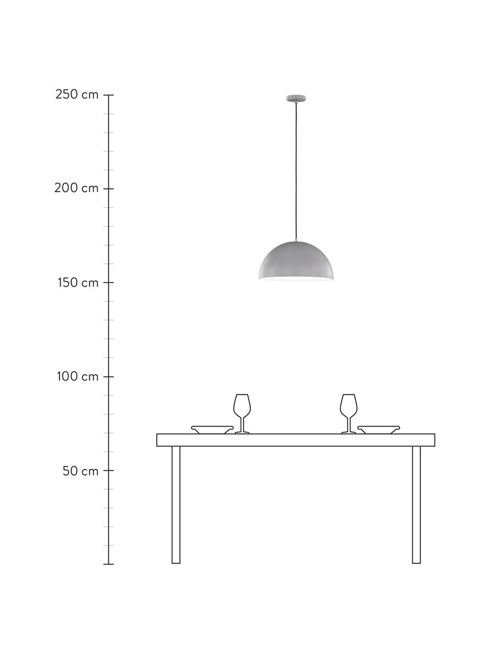 Lámpara de techo de metal Kia, estilo moderno, Pantalla: metal recubierto, Anclaje: metal recubierto, Cable: cubierto en tela, Gris claro, Ø 40 x Al 20 cm