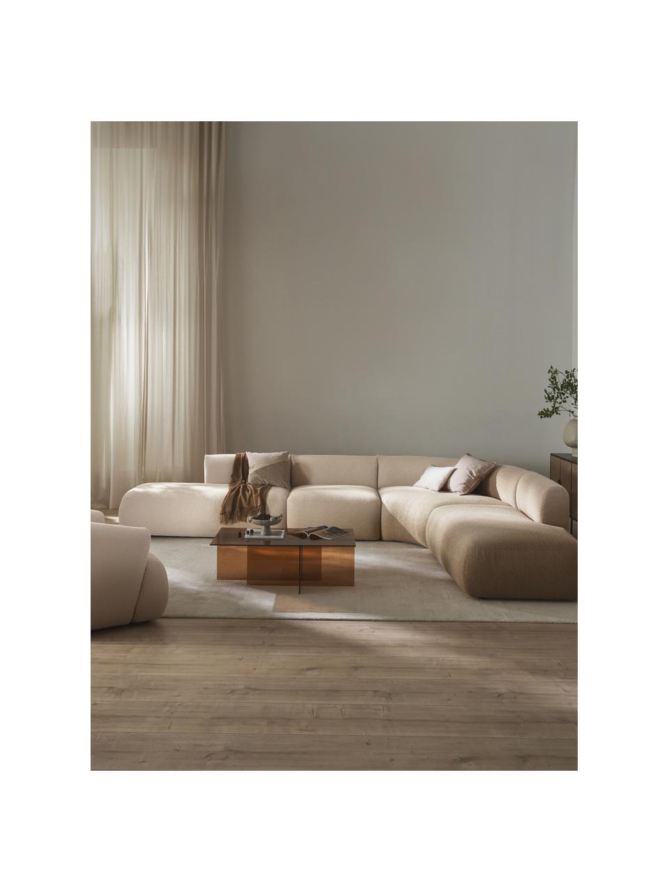 Modulares Bouclé-Ecksofa Sofia (4-Sitzer), Bezug: Bouclé (100 % Polyester) , Gestell: Fichtenholz, Spanplatte, , Bouclé Hellbeige, B 385 x T 298 cm