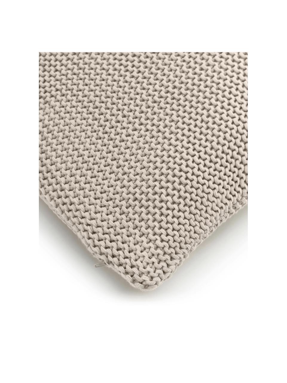 Federa arredo a maglia beige Adalyn, 100% cotone biologico, certificato GOTS, Beige, Larg. 50 x Lung. 50 cm