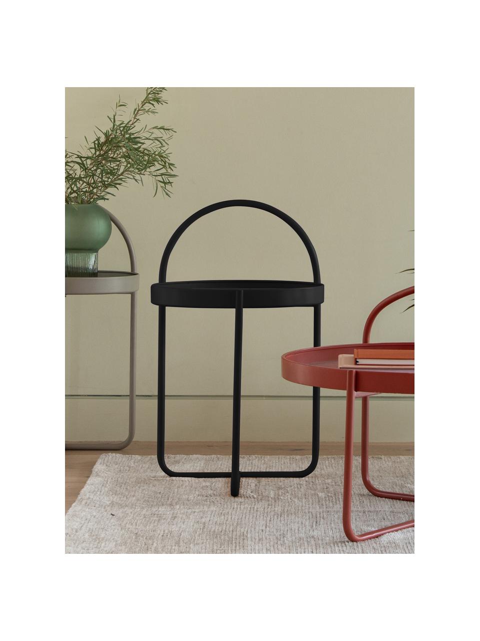 Table d'appoint plateau noir Melbury, Acier, revêtement par poudre, Noir, Ø 40 x haut. 66 cm