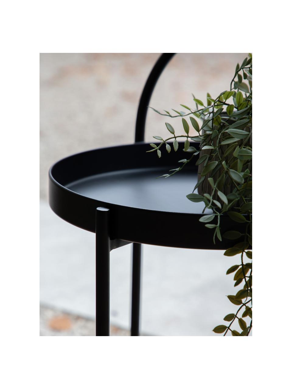 Tavolino con vassoio nero Melbury, Acciaio verniciato a polvere, Nero, Ø 40 x Alt. 66 cm