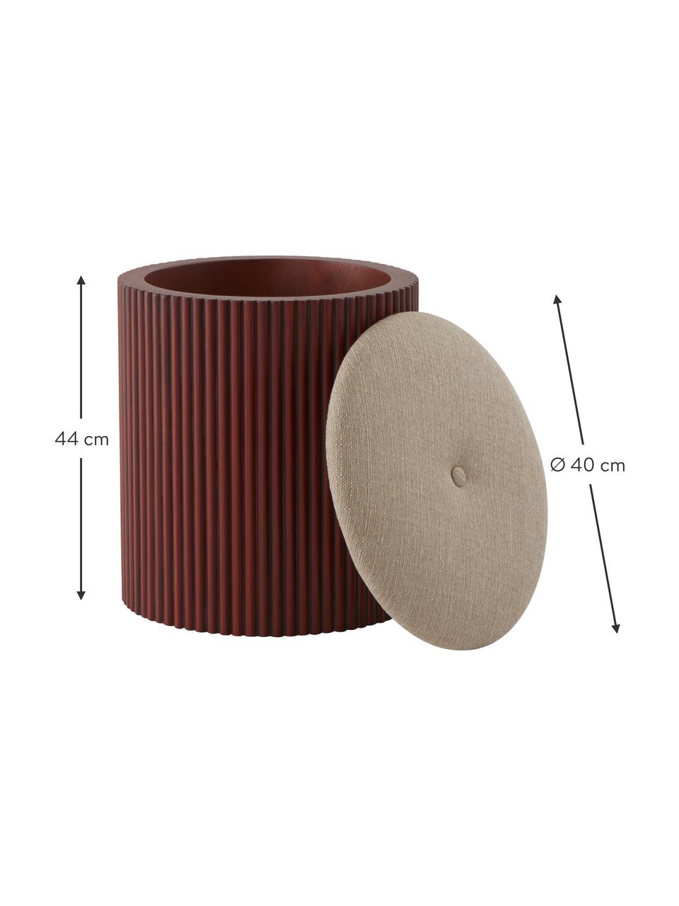 Pouf imbottito contenitore Darwin, Rivestimento: 100% poliestere Con 100.0, Tessuto beige, marrone scuro, Ø 40 x Alt. 44 cm