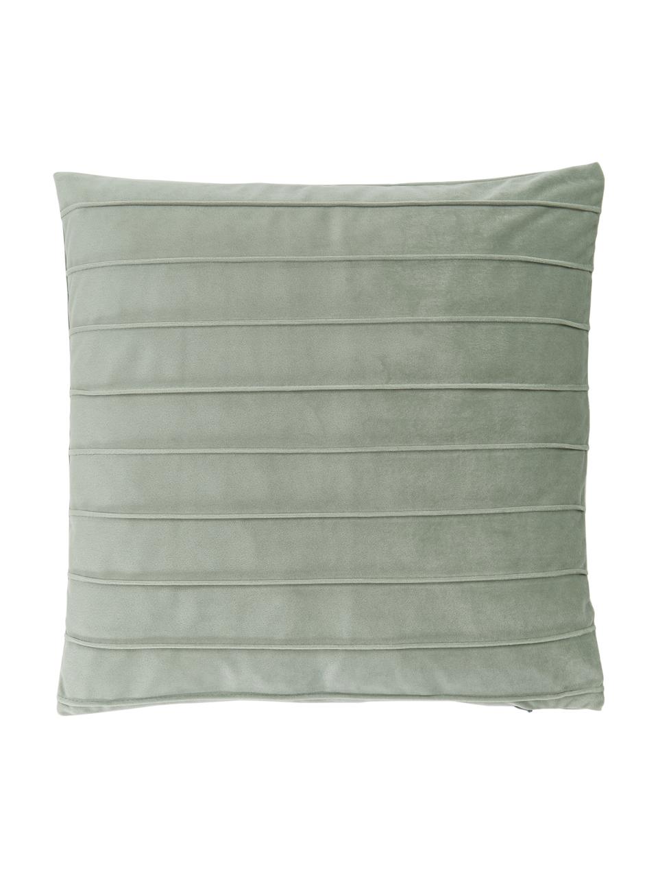 Fluwelen kussenhoes Lola in saliegroen met structuurpatroon, Fluweel (100% polyester), Groen, B 40 x L 40 cm