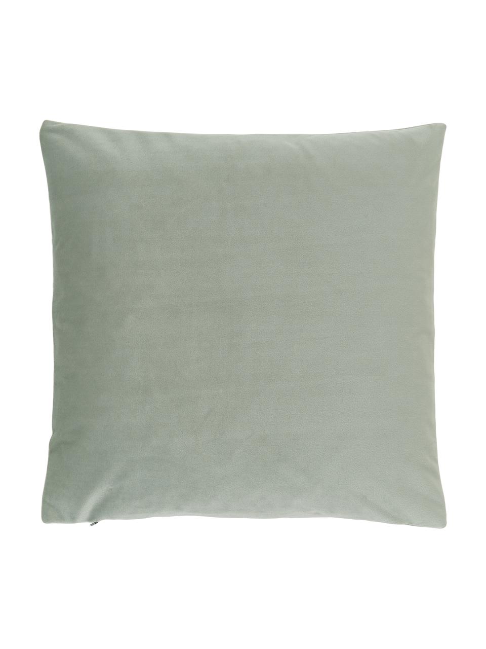 Poszewka na poduszkę z aksamitu Lola, Aksamit (100% poliester), Szałwiowy zielony, S 40 x D 40 cm