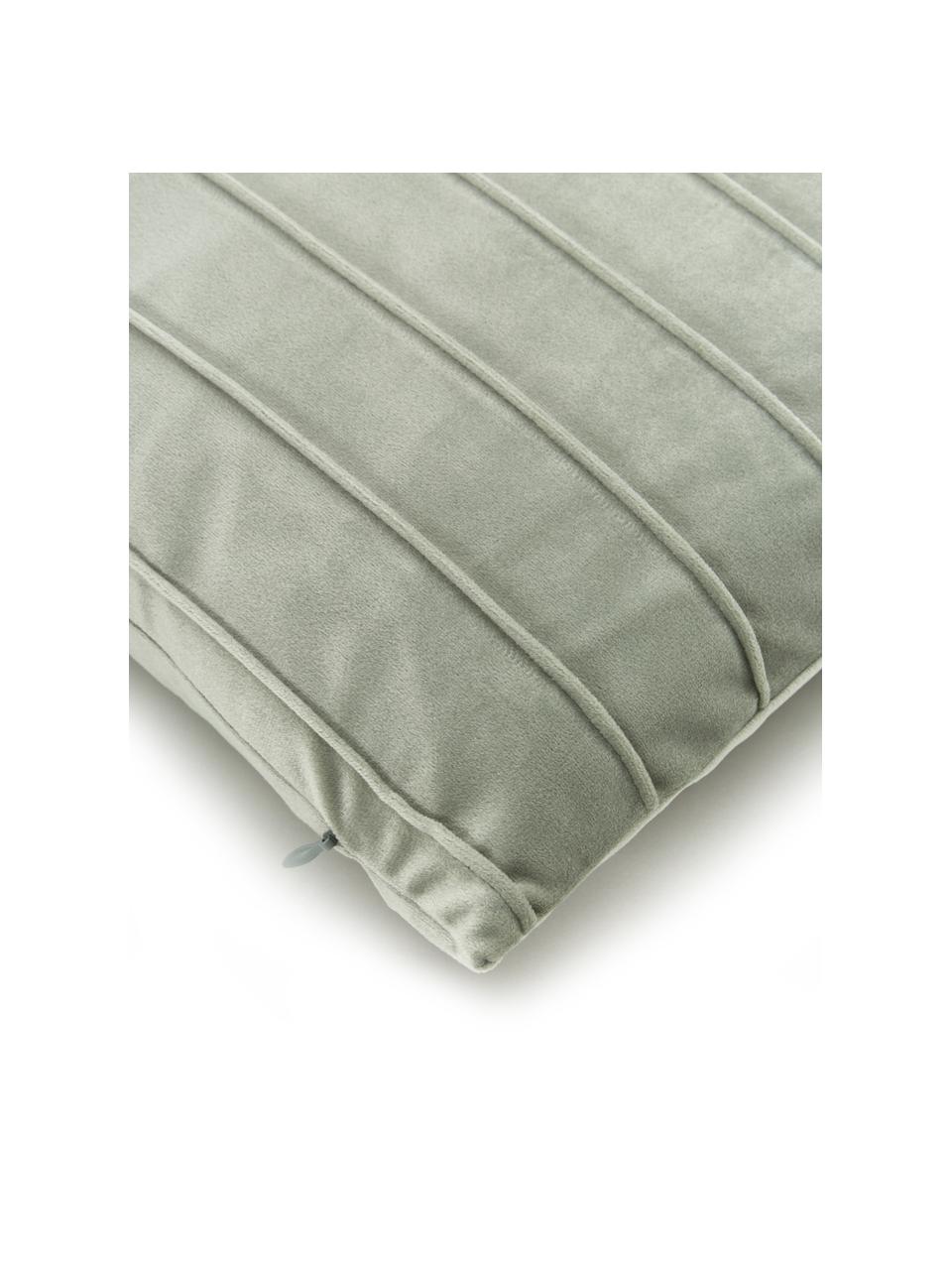 Fluwelen kussenhoes Lola in saliegroen met structuurpatroon, Fluweel (100% polyester), Groen, B 40 x L 40 cm