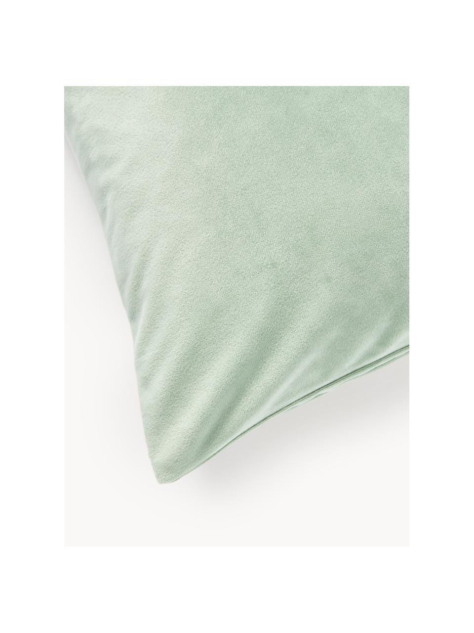 Fluwelen kussenhoes Lola met structuurpatroon, Fluweel (100% polyester), Saliegroen, B 40 x L 40 cm