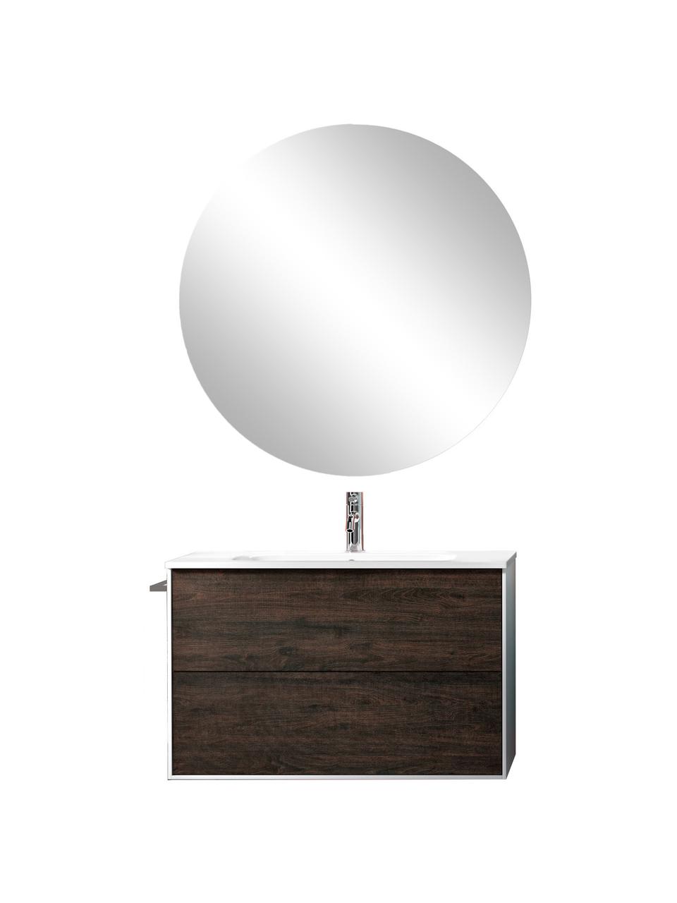 Set salle de bains avec vasque Ago, 4 élém., Blanc, aspect bois de frêne, larg. 81 x haut. 190 cm