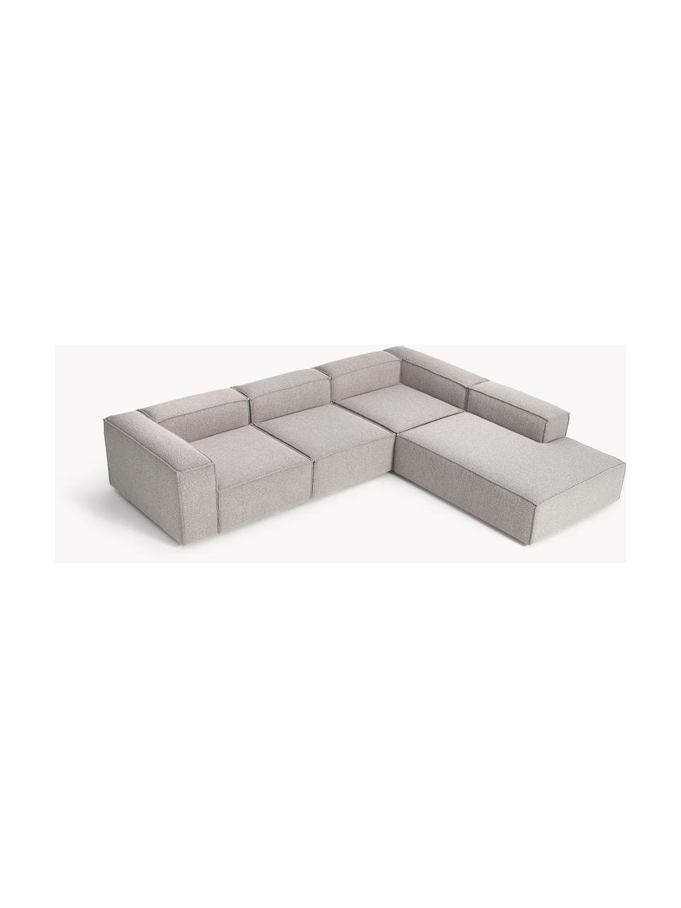 Modulares XL-Ecksofa Lennon aus Bouclé, Bezug: Bouclé (100 % Polyester) , Gestell: Massives Kiefernholz, Spe, Bouclé Taupe, B 329 x T 269 cm, Eckteil links