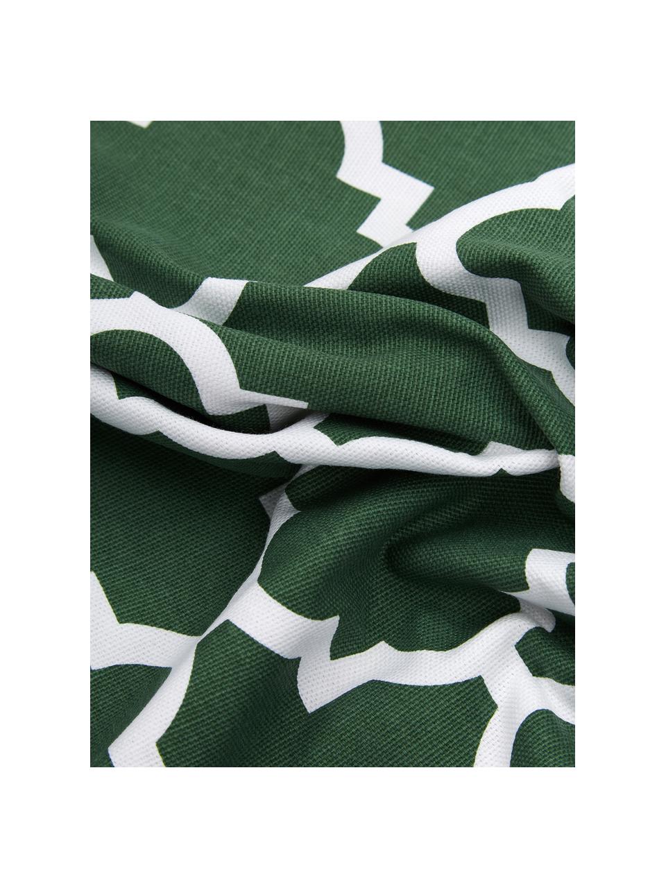 Federa arredo con motivo grafico Lana, 100% cotone, Verde scuro, bianco, Larg. 45 x Lung. 45 cm