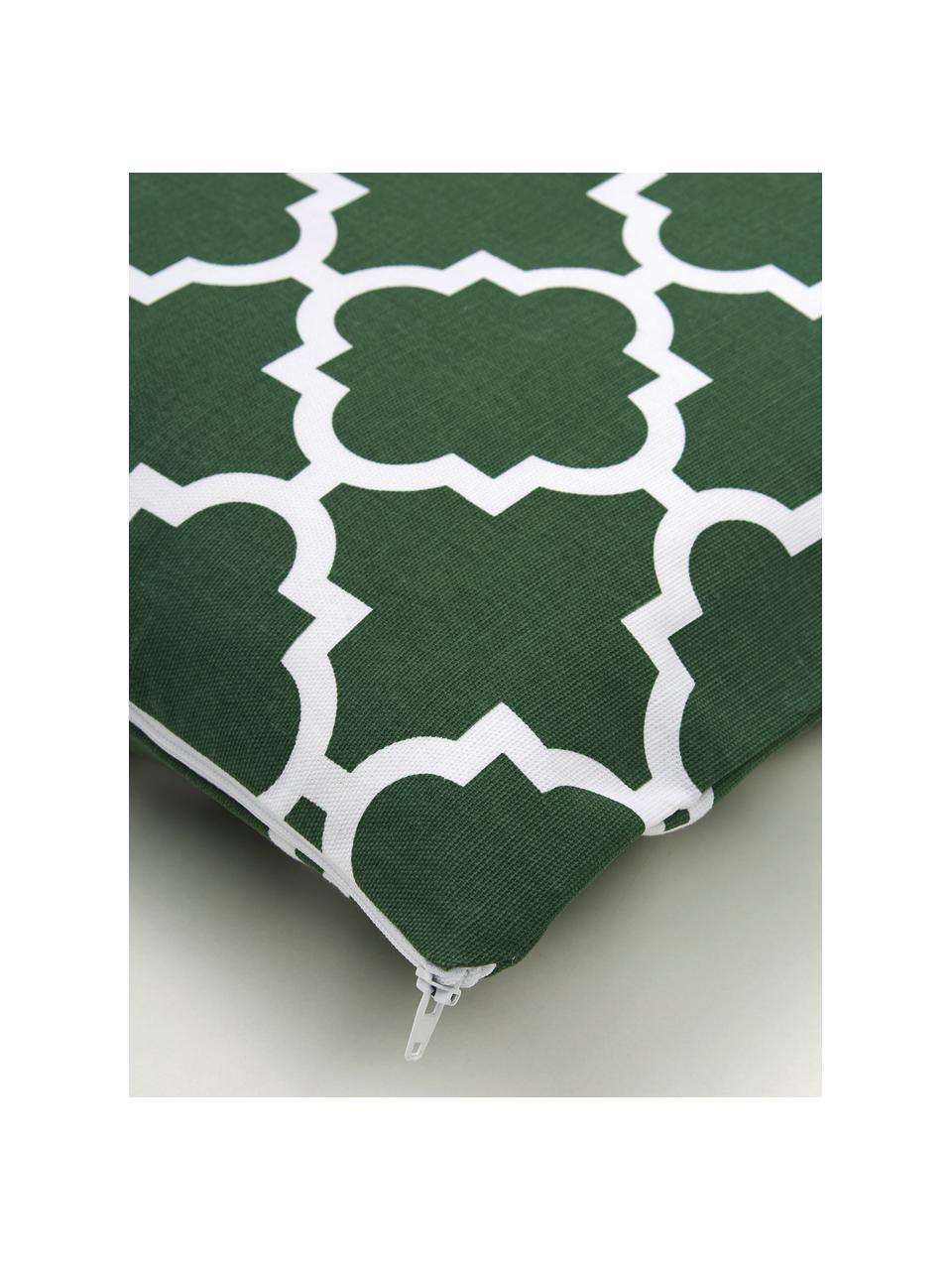 Housse de coussin 45x45 graphique Lana, Vert foncé, blanc