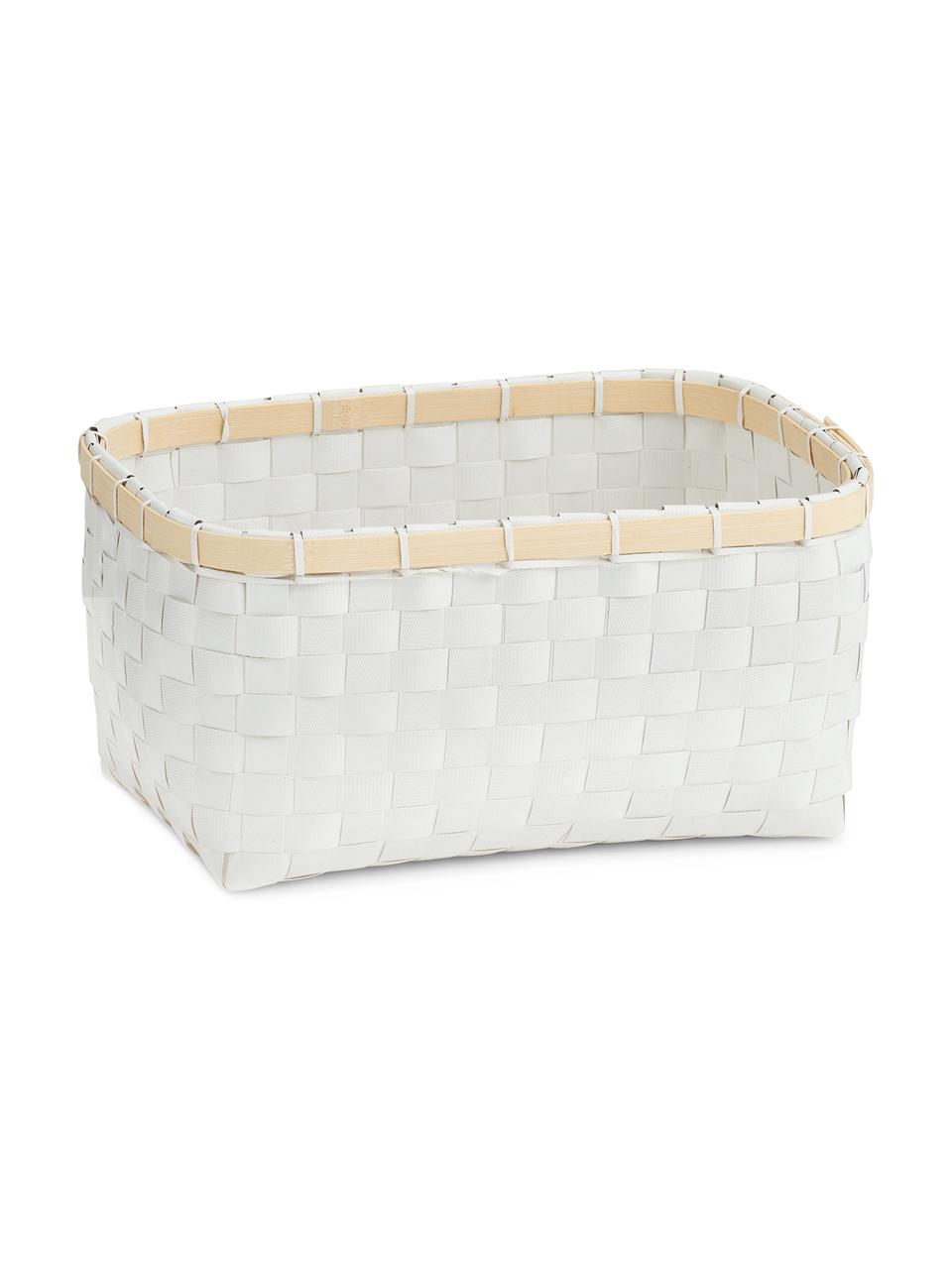 Cesta Bari, Cesta: plástico, Estructura: bambú, Blanco, beige, An 27 x Al 14 cm