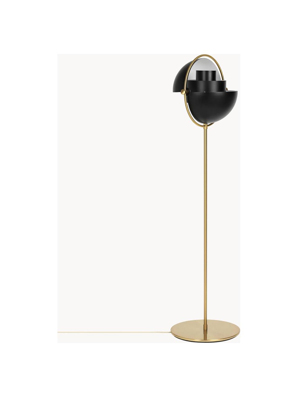 Verstelbare vloerlamp Multi-Lite, Lamp: gecoat aluminium, Zwart mat, goudkleurig glanzend, H 148 cm