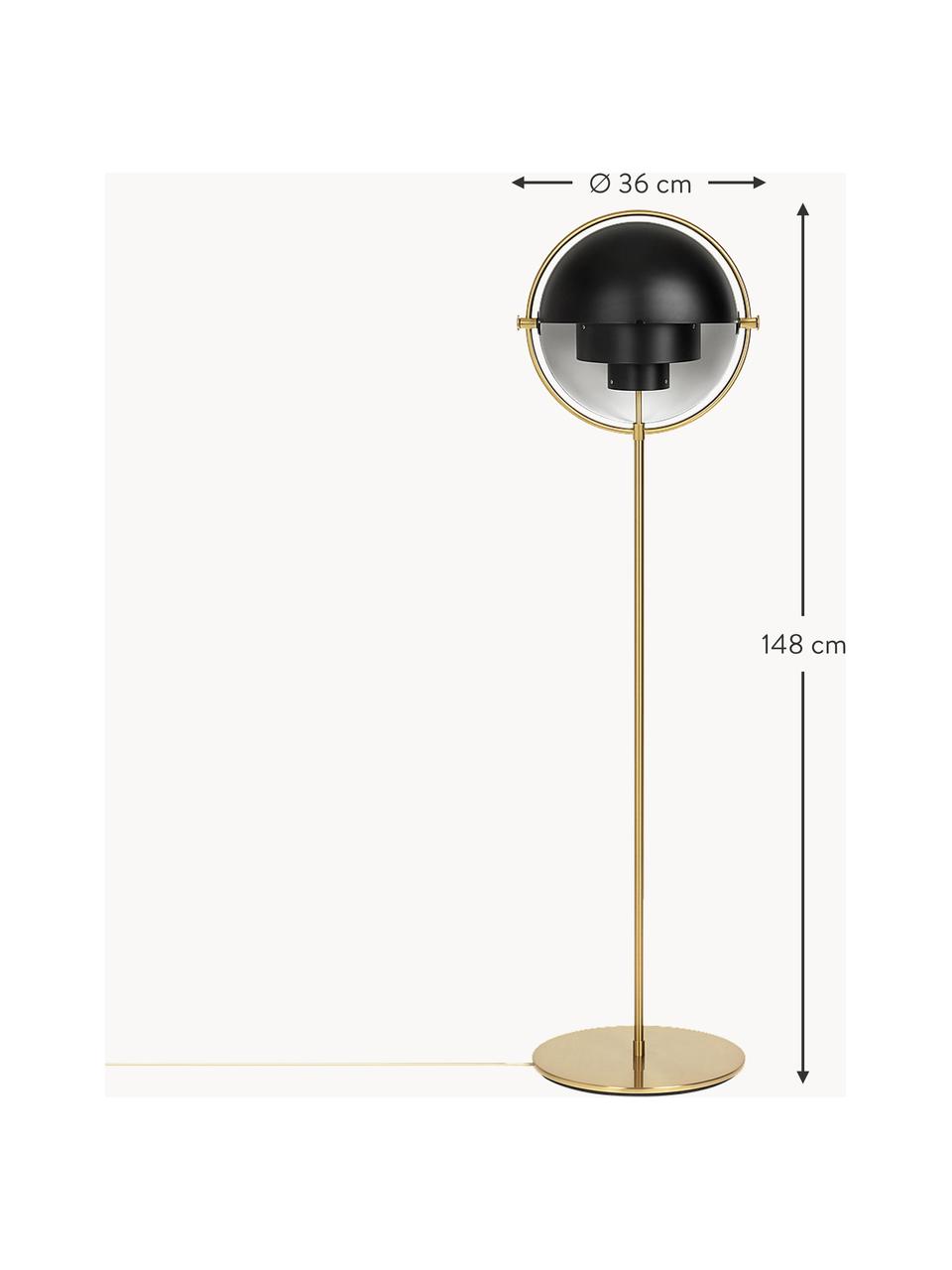 Lampadaire orientable Multi-Lite, Noir mat, doré haute brillance, haut. 148 cm