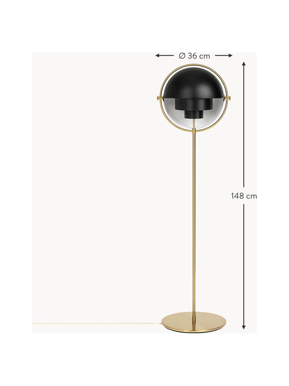 Nastavitelná stojací lampa Multi-Lite, Matná černá, lesklá zlatá, V 148 cm