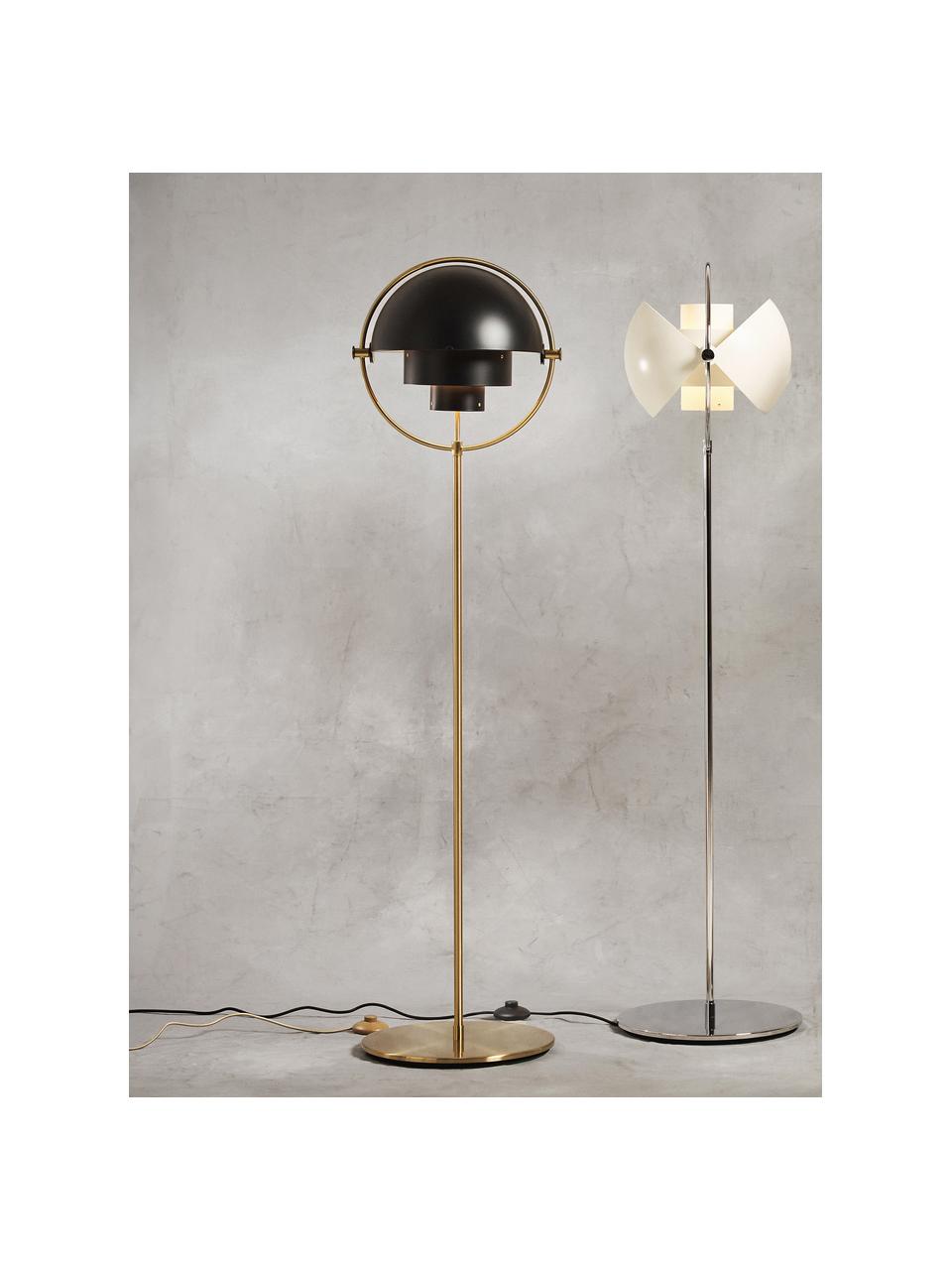 Lampada da terra orientabile Multi-Lite, Lampada: alluminio rivestito, Nero opaco, dorato lucido, Alt. 148 cm
