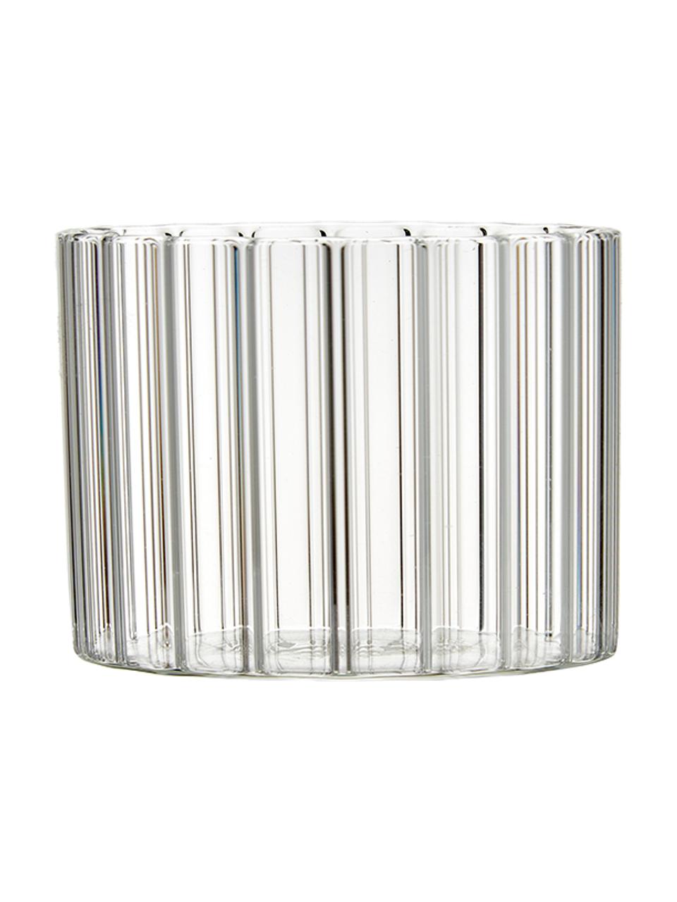 Bicchiere acqua in vetro borosilicato con rilievo Romantic 6 pz, Vetro borosilicato, Trasparente, Ø 8 x Alt. 6 cm