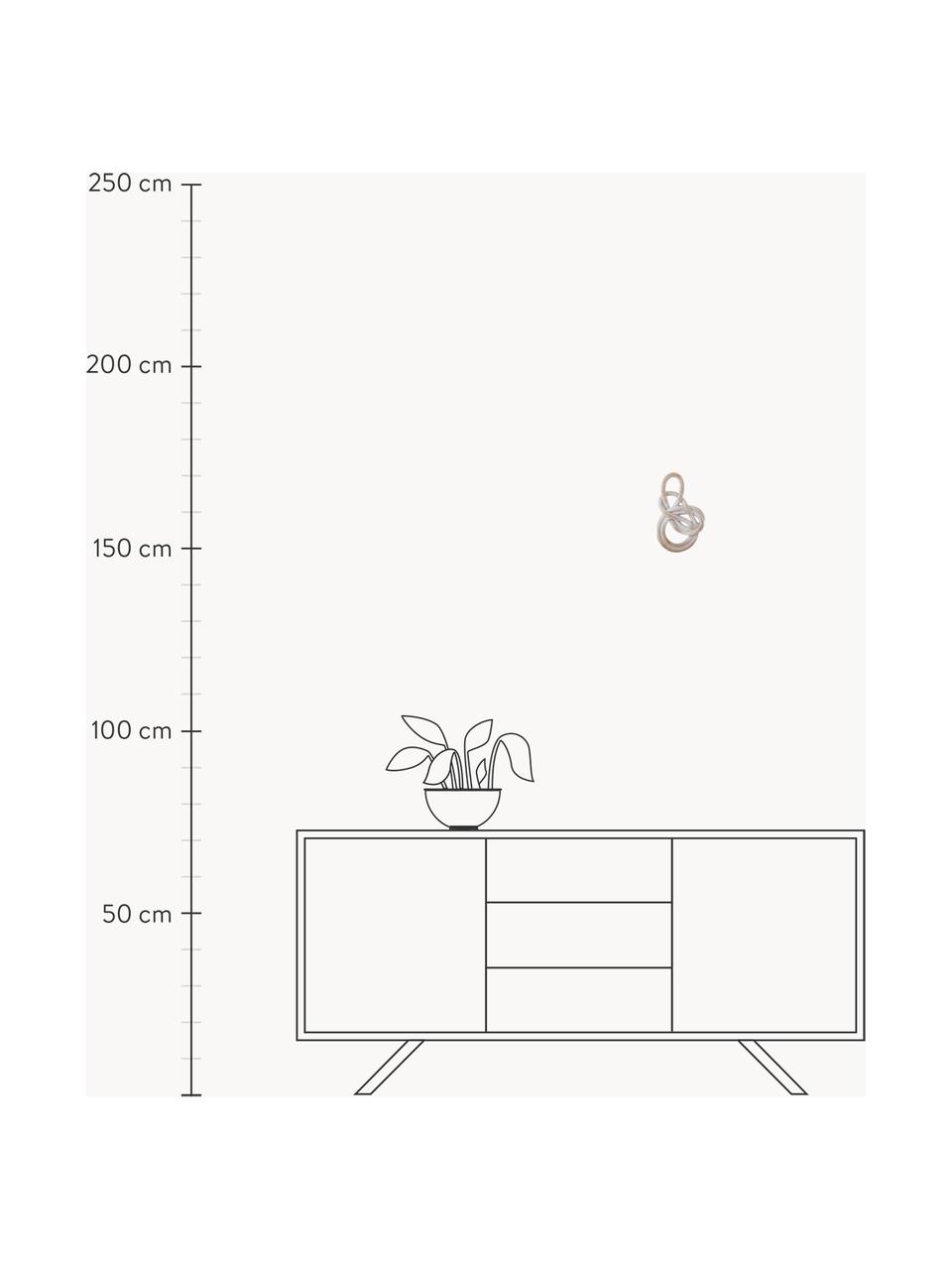 Ručne vyrobená nástenná dekorácia Sifan, Polymérová živica, kov, Tóny bielej a béžovej, Š 14 x V 22 cm