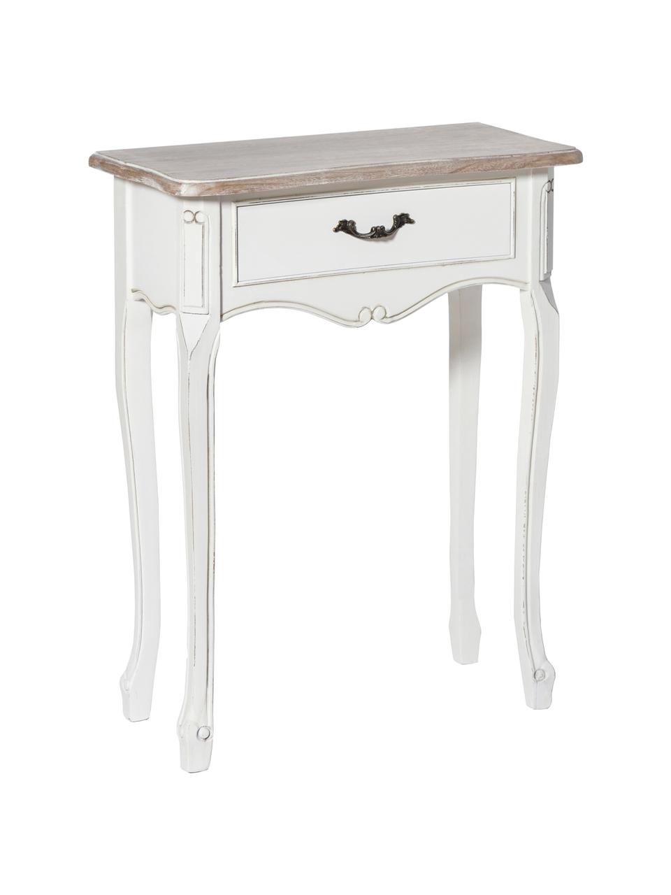 Konzolový stolík z dreva Provenza, Biela, svetlohnedá, Š 60 cm x H 25 cm