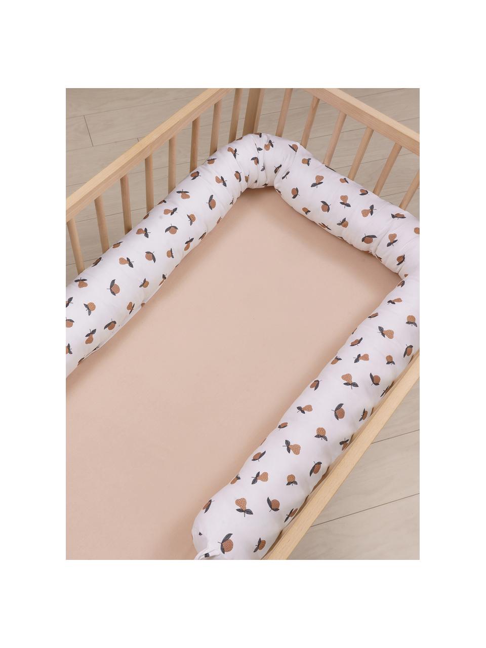 Handgefertigtes Babynest Comfort, Bezug: 100 % Baumwolle, Matratze: Schaumstoff, Off White, Gartenfrüchte-Motiv, B 55 x L 85 cm