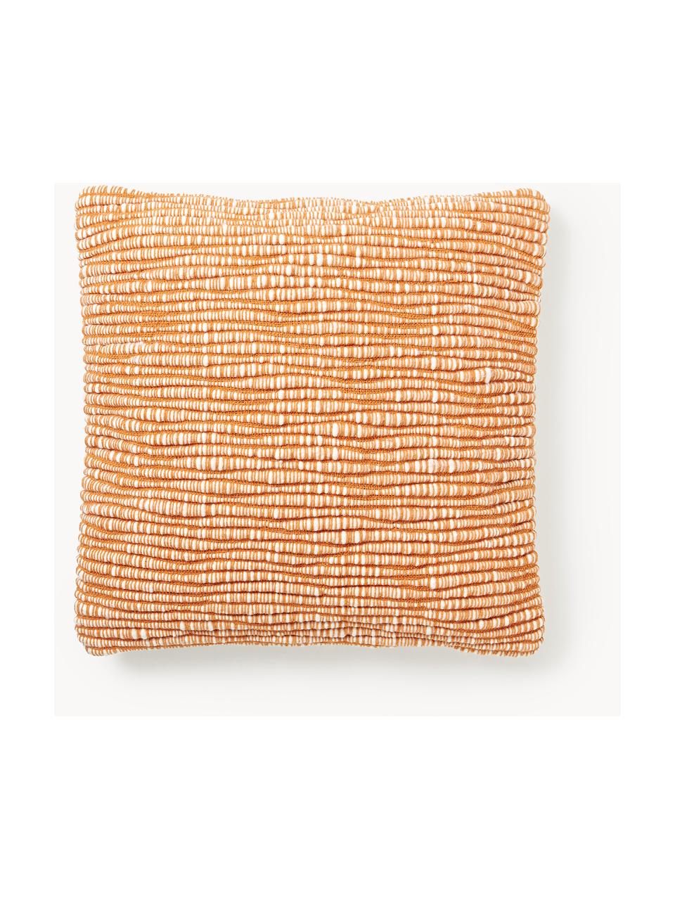 Housse de coussin 50x50 en laine brodée Jaira, Orange, larg. 50 x long. 50 cm