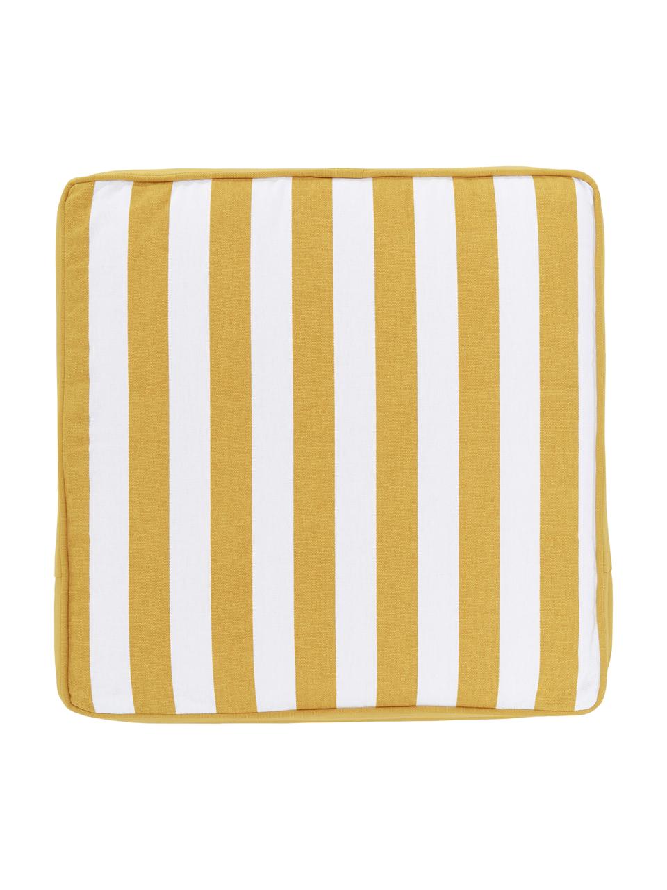 Cojín para silla alto a rayas Timon, Funda: 100% algodón, Amarillo y blanco estampado, An 40 x L 40 cm