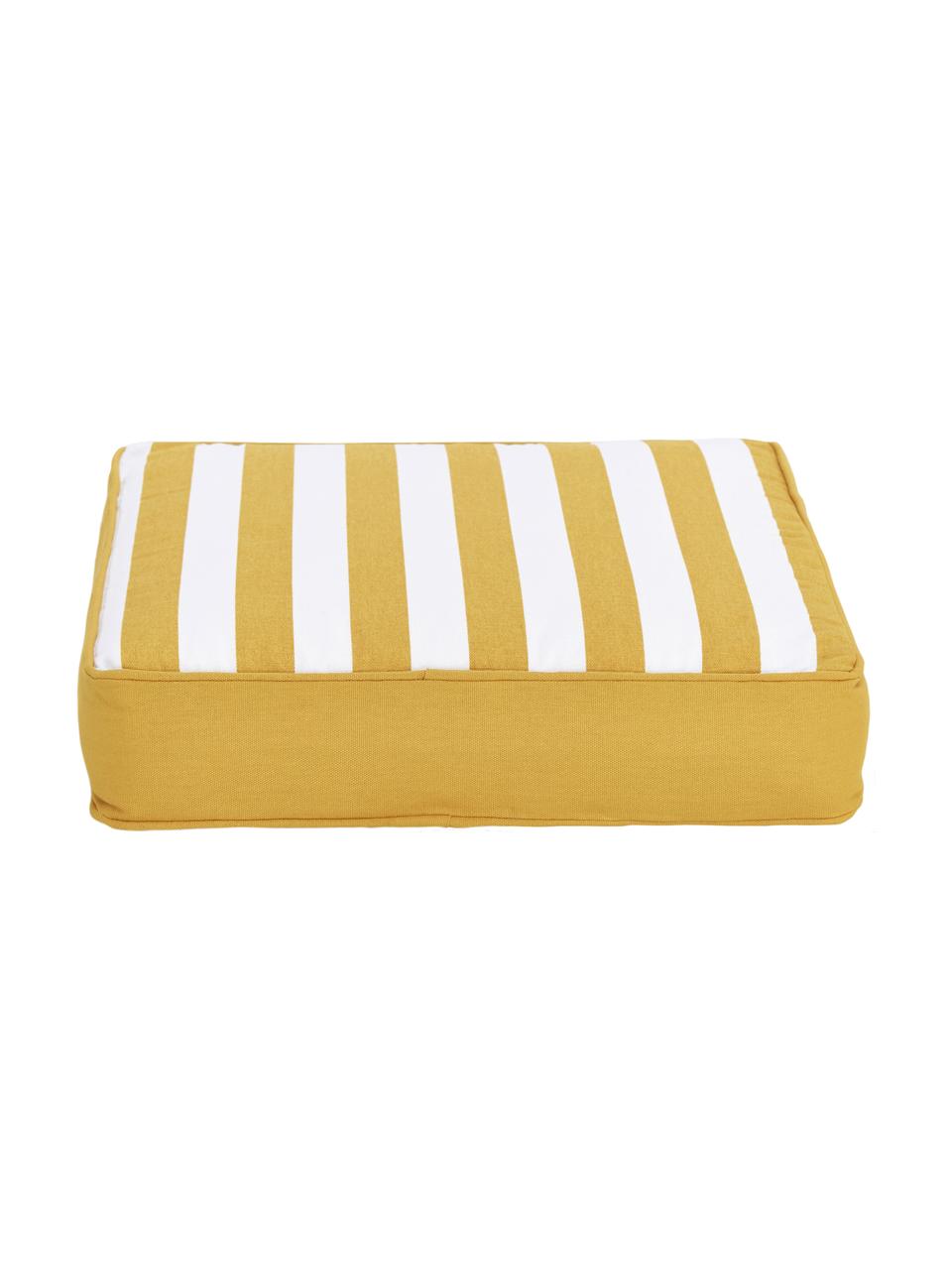 Cojín para silla alto a rayas Timon, Funda: 100% algodón, Amarillo y blanco estampado, An 40 x L 40 cm