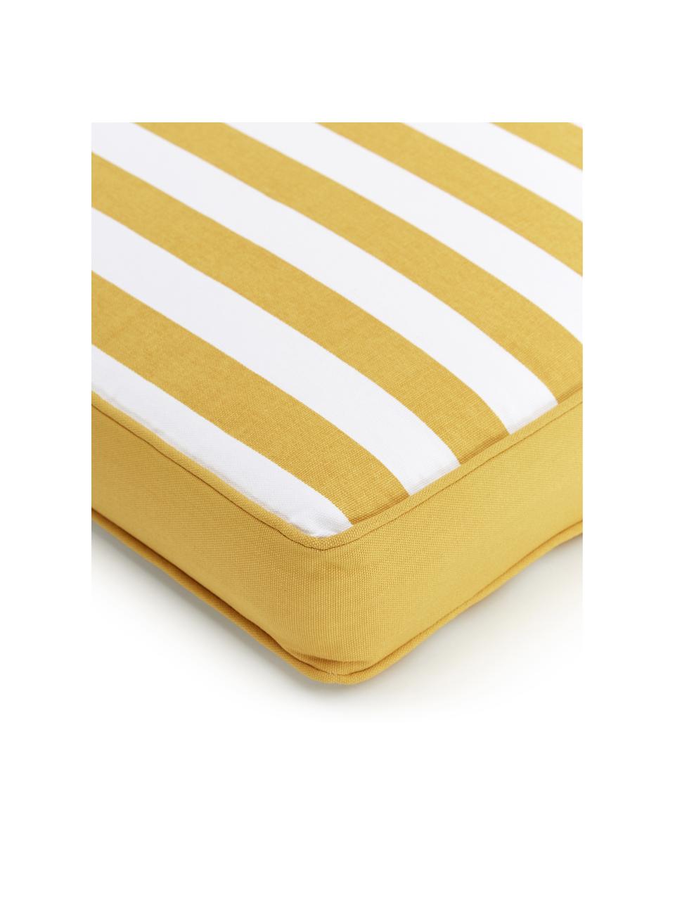 Cojín para silla alto a rayas Timon, Funda: 100% algodón, Amarillo y blanco estampado, An 40 x L 40 cm