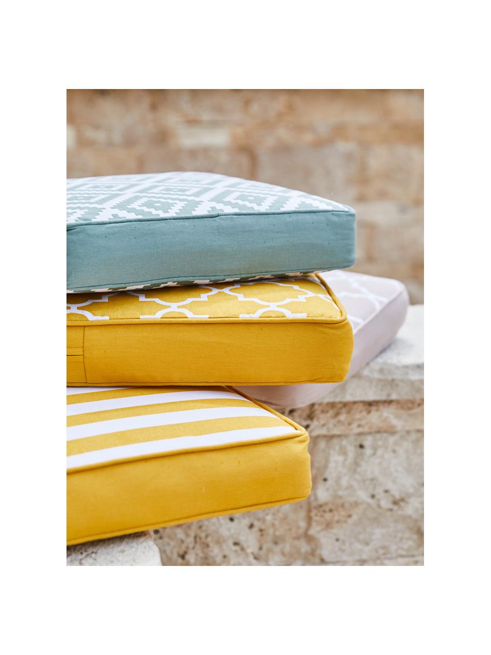 Hohes Sitzkissen Timon in Gelb/Weiß, gestreift, Bezug: 100% Baumwolle, Gelb, B 40 x L 40 cm