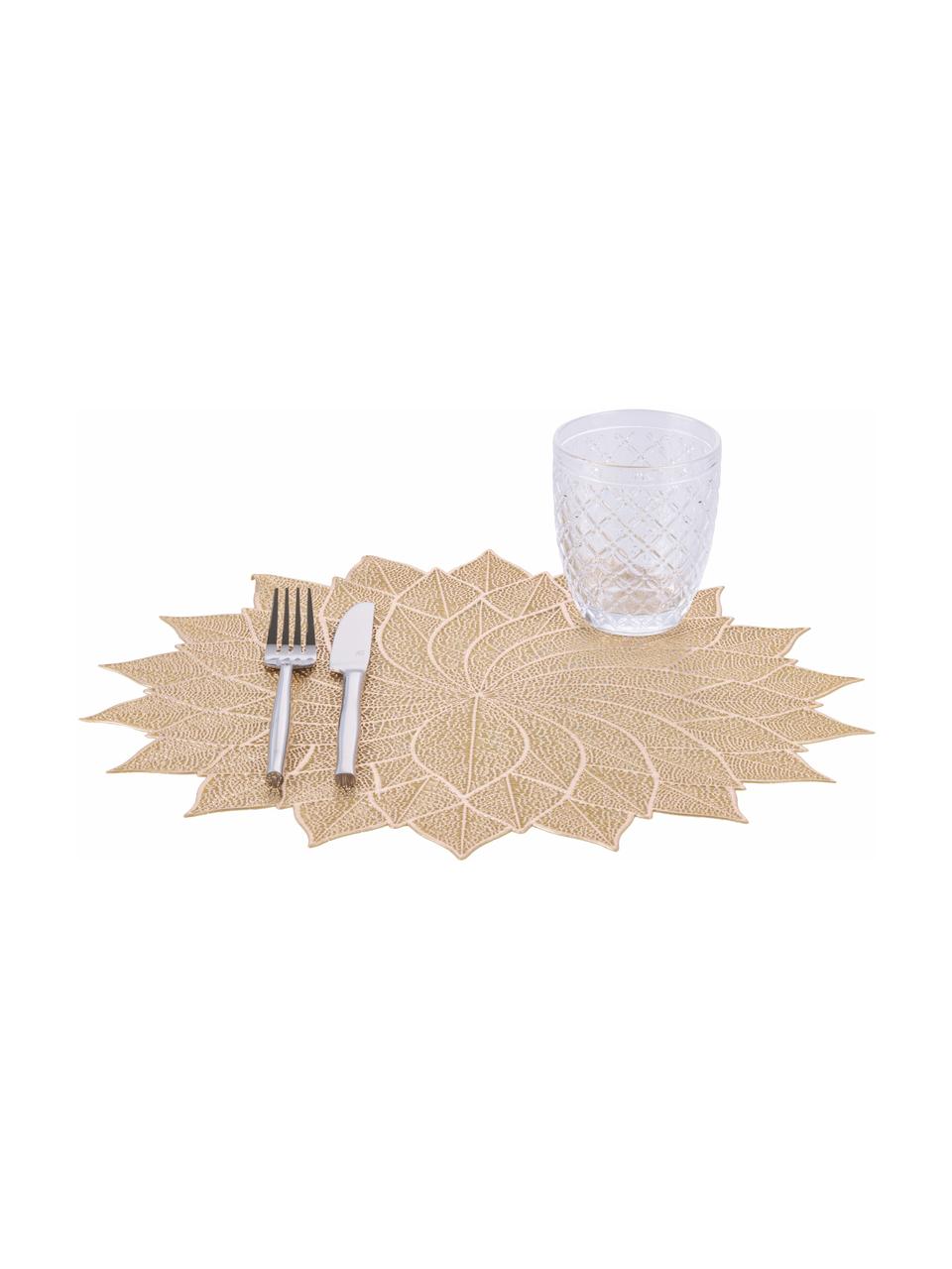 Ronde placemat Stella in goudkleurig, 6 stuks, Kunststof, Goudkleurig, Ø 38 cm