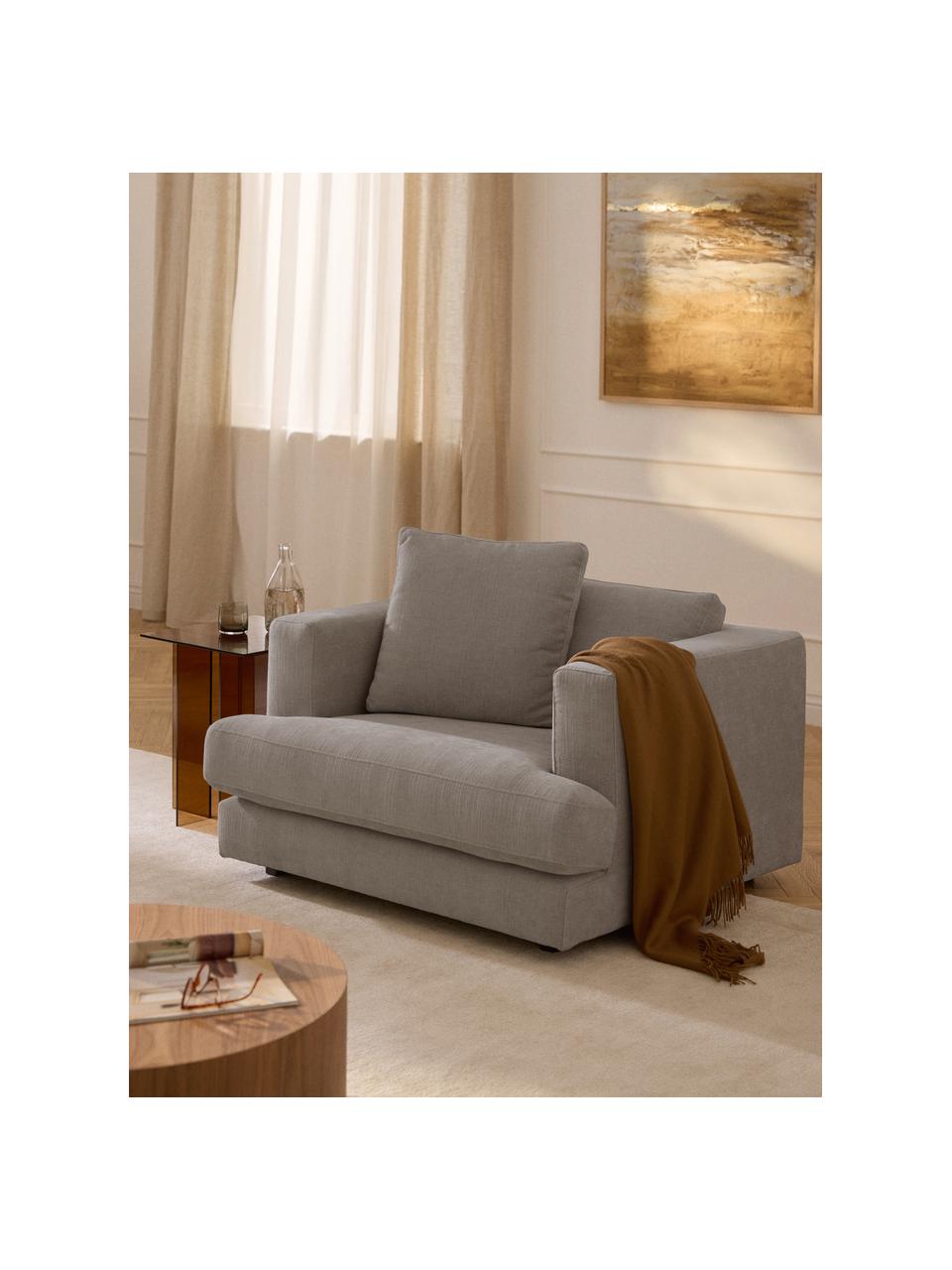 Fotel Tribeca, Tapicerka: 100% poliester Dzięki tka, Stelaż: drewno bukowe, drewno sos, Nogi: drewno sosnowe Ten produk, Taupe tkanina, S 110 x G 100 cm