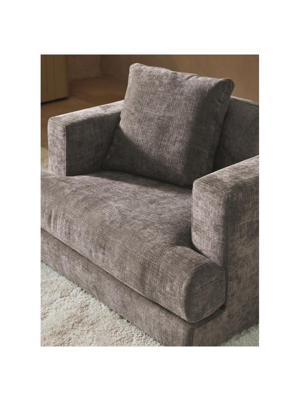 Fotel Tribeca, Tapicerka: 100% poliester Dzięki tka, Stelaż: drewno bukowe, drewno sos, Nogi: drewno sosnowe Ten produk, Taupe tkanina, S 110 x G 100 cm