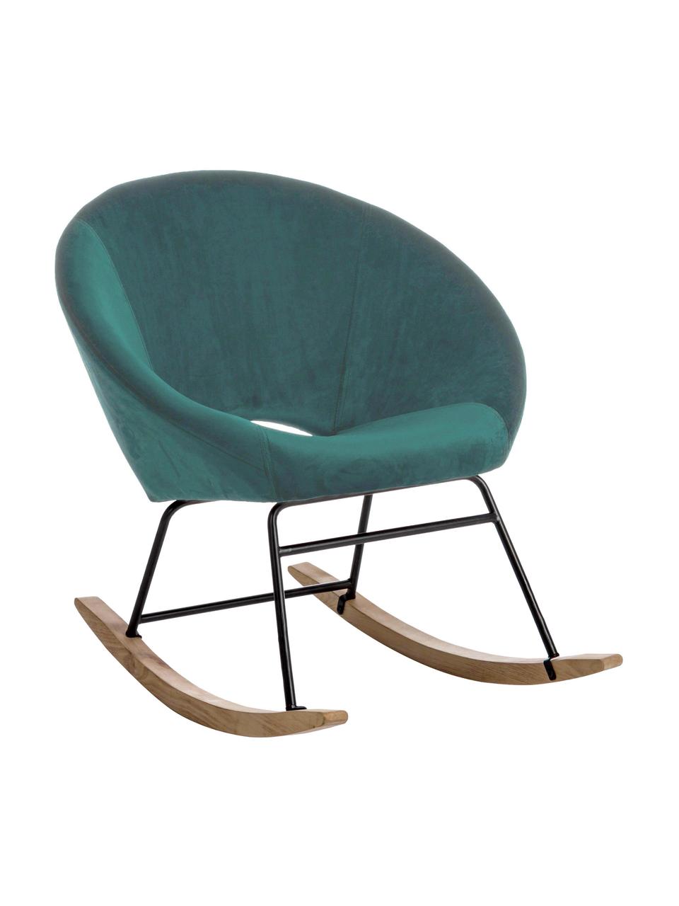 Sillón mecedora de terciopelo Annika, Tapizado: terciopelo de poliéster 7, Estructura: metal con pintura en polv, Estructura: madera contrachapada, met, Tercipelo azul real, An 74 x F 77 cm