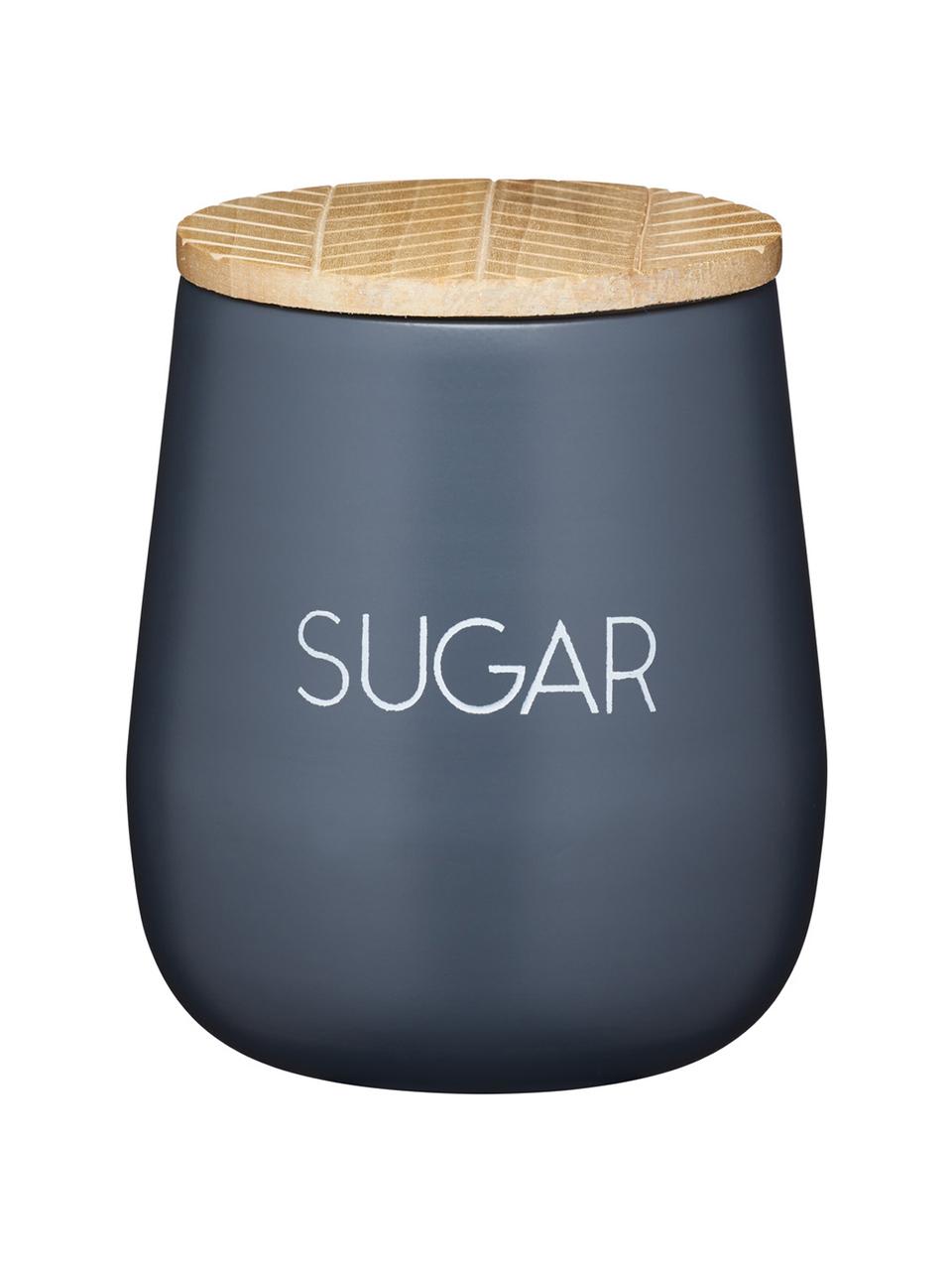 Opbergpot Serenity Sugar, Staal, hout, Antraciet, houtkleurig, Ø 13 x H 15 cm, 1,6 L