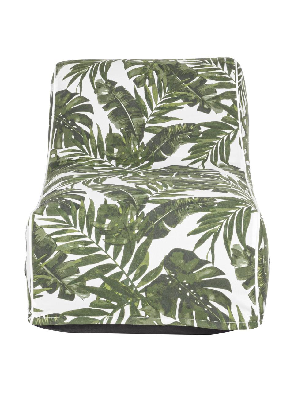 Aufblasbarer Garten-Liegesack Rihanna mit tropischem Motiv, Bezug: Polyestergewebe (200 g/m², Grün, Weiss, B 60 x T 90 cm