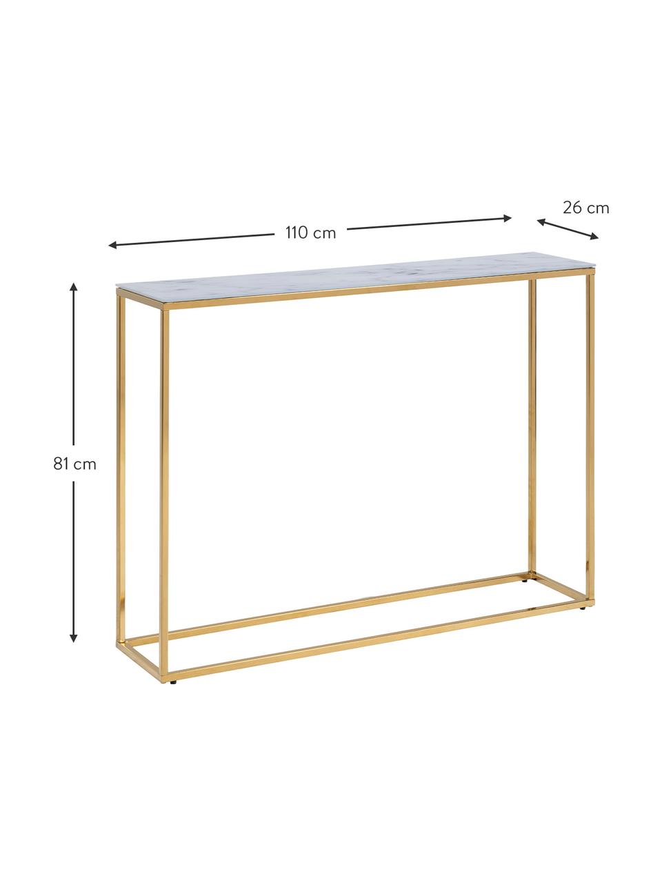 Konzolový stolík so vzhľadom mramoru Aruba, Biela so vzhľadom mramoru, odtiene zlatej, Š 110 x V 81 cm
