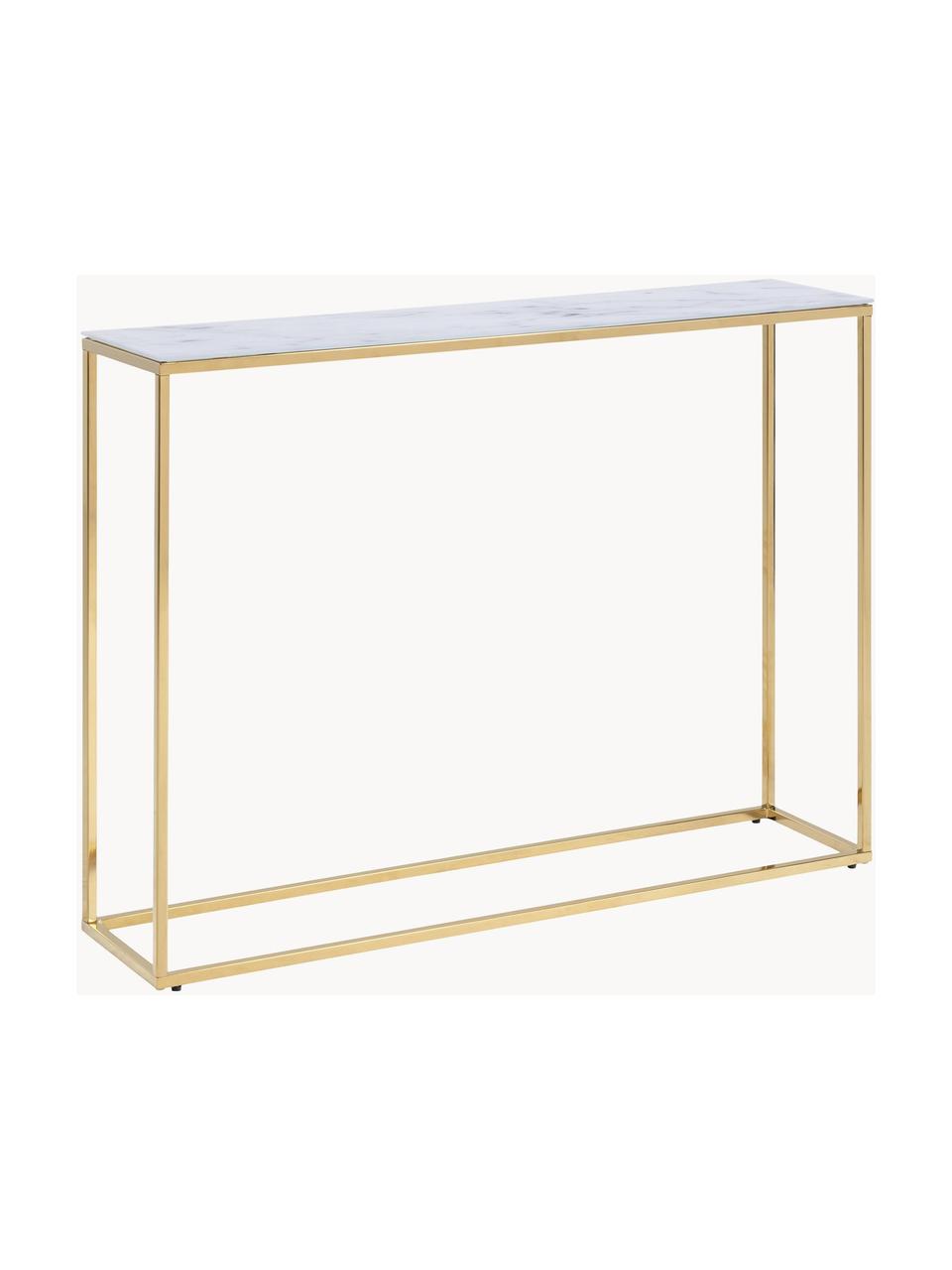 Console look marbre Aruba, Blanc, marbré, doré, larg. 110 x haut. 81 cm