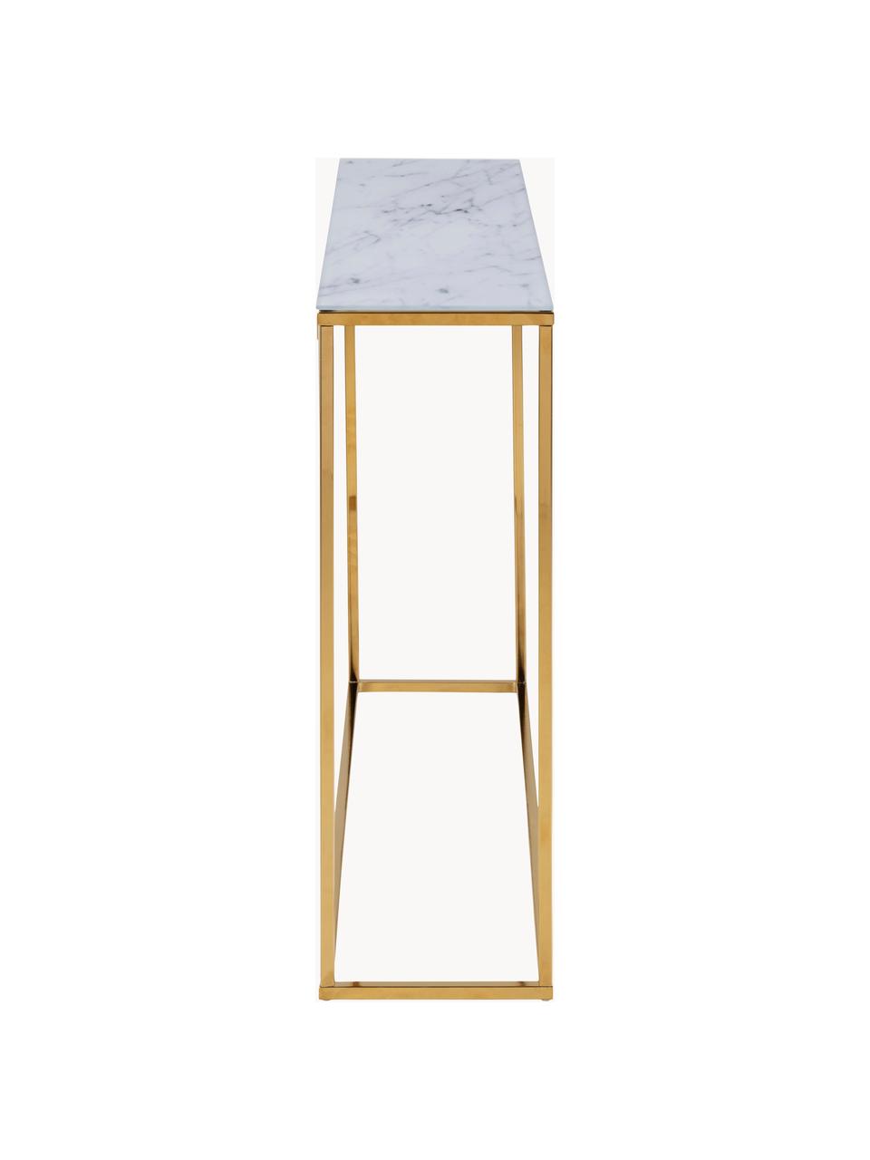 Console look marbre Aruba, Blanc, marbré, doré, larg. 110 x haut. 81 cm