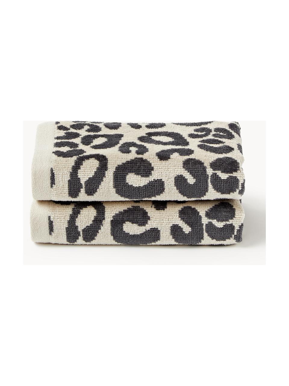 Asciugamano Leo, varie misure, Antracite, beige chiaro, Asciugamano, Larg. 50 x Lung. 100 cm, 2 pz